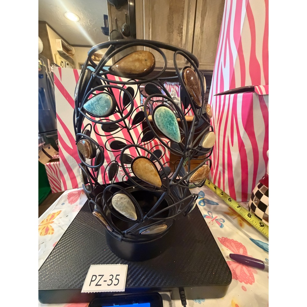 Pink Zebra Black Wrought Iron Leaf Wire Candle Holder Vase Sleeve